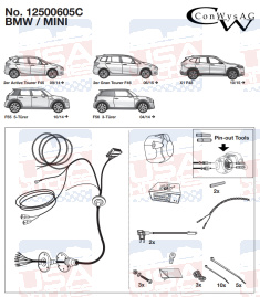 BMW 2 X1 MINI tow bar 7-pin LED wiring kit 12500605C ConWys - EuroFit Towbars & Electrics - eurofittowbars.com.au