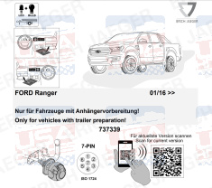 Ford Ranger tow bar LED wiring kit 737339 Jaeger - EuroFit Towbars & Electrics - eurofittowbars.com.au