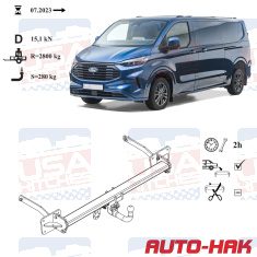 Ford Transit Custom V710 Invisible Detachable Towbar - EuroFit Towbars & Electrics - eurofittowbars.com.au