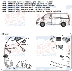 Ford Transit Tourneo tow bar LED wiring kit WYR134013R-T trail-tec - EuroFit Towbars & Electrics - eurofittowbars.com.au