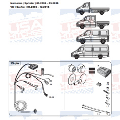 Mercedes Sprinter W906 VW Crafter tow bar LED wiring kit WYR232113R-T trail-tec - EuroFit Towbars & Electrics - eurofittowbars.com.au