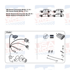Skoda Superb III VW Passat B8 tow bar LED wiring kit WYR425213R-T trail-tec