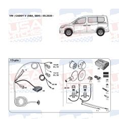VW Caddy V tow bar LED wiring kit WYR426513R-T trail-tec - EuroFit Towbars & Electrics - eurofittowbars.com.au